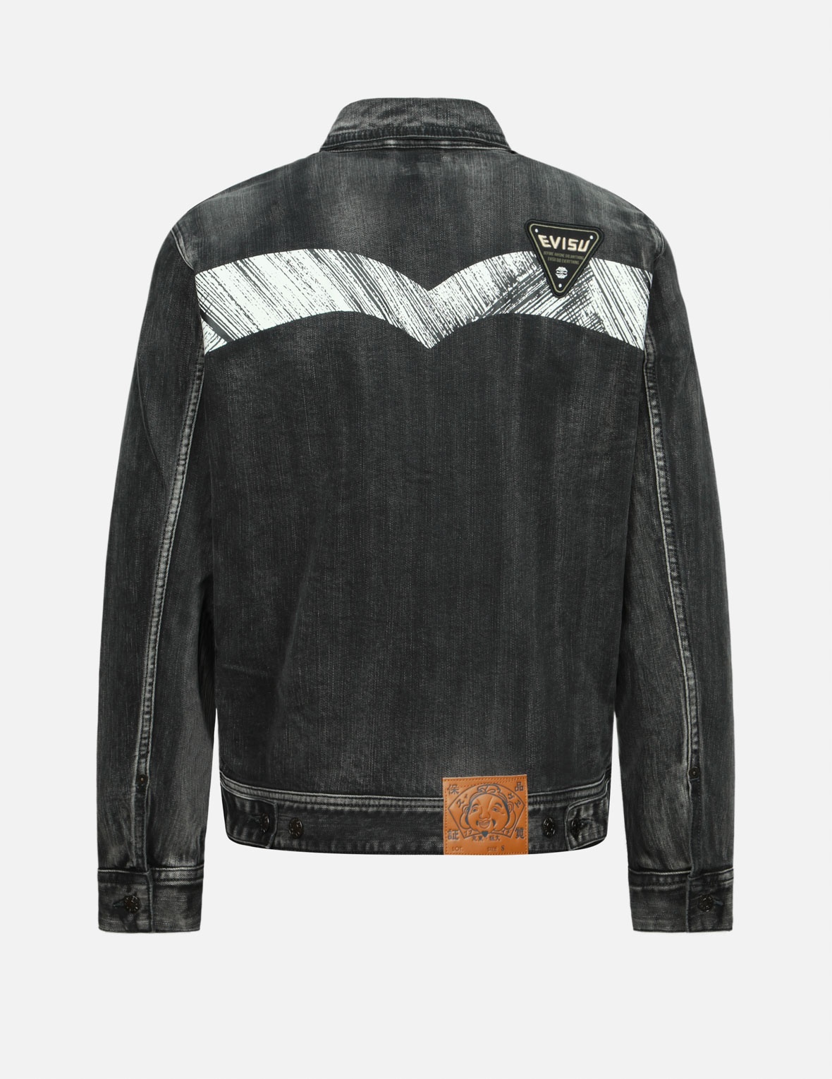 WASHED MULTIPLE BADGES AND BRUSHSTROKE DAICOCK PRINT RELAX FIT DENIM JACKET - 2