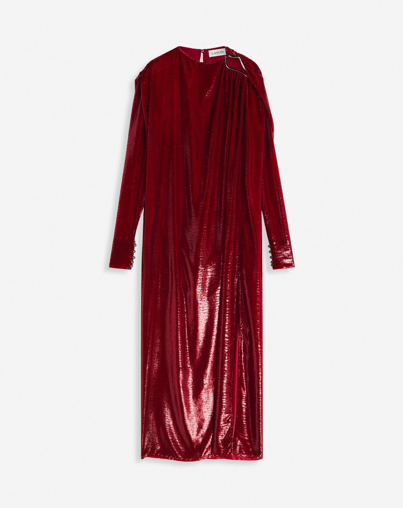 LONG-SLEEVE DRAPED DRESS - 1