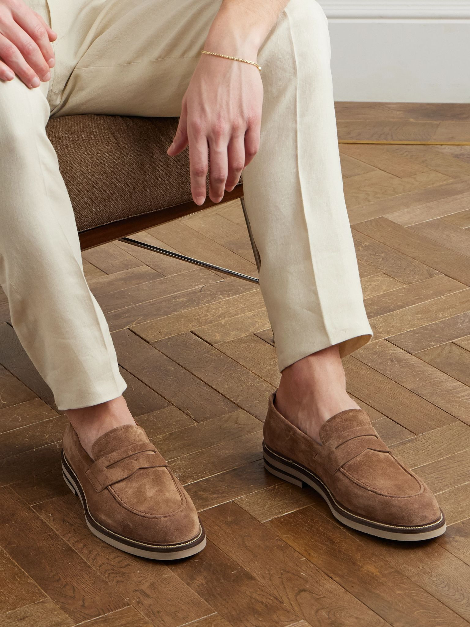Suede Penny Loafers Brown - 2