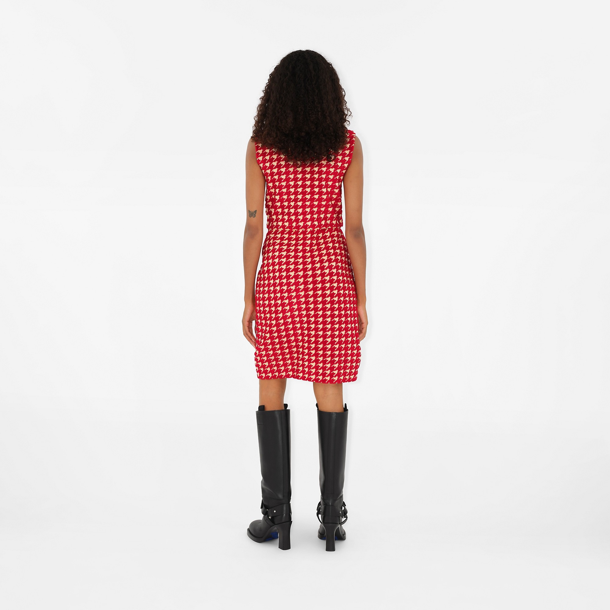 Houndstooth Nylon Blend Dress - 4