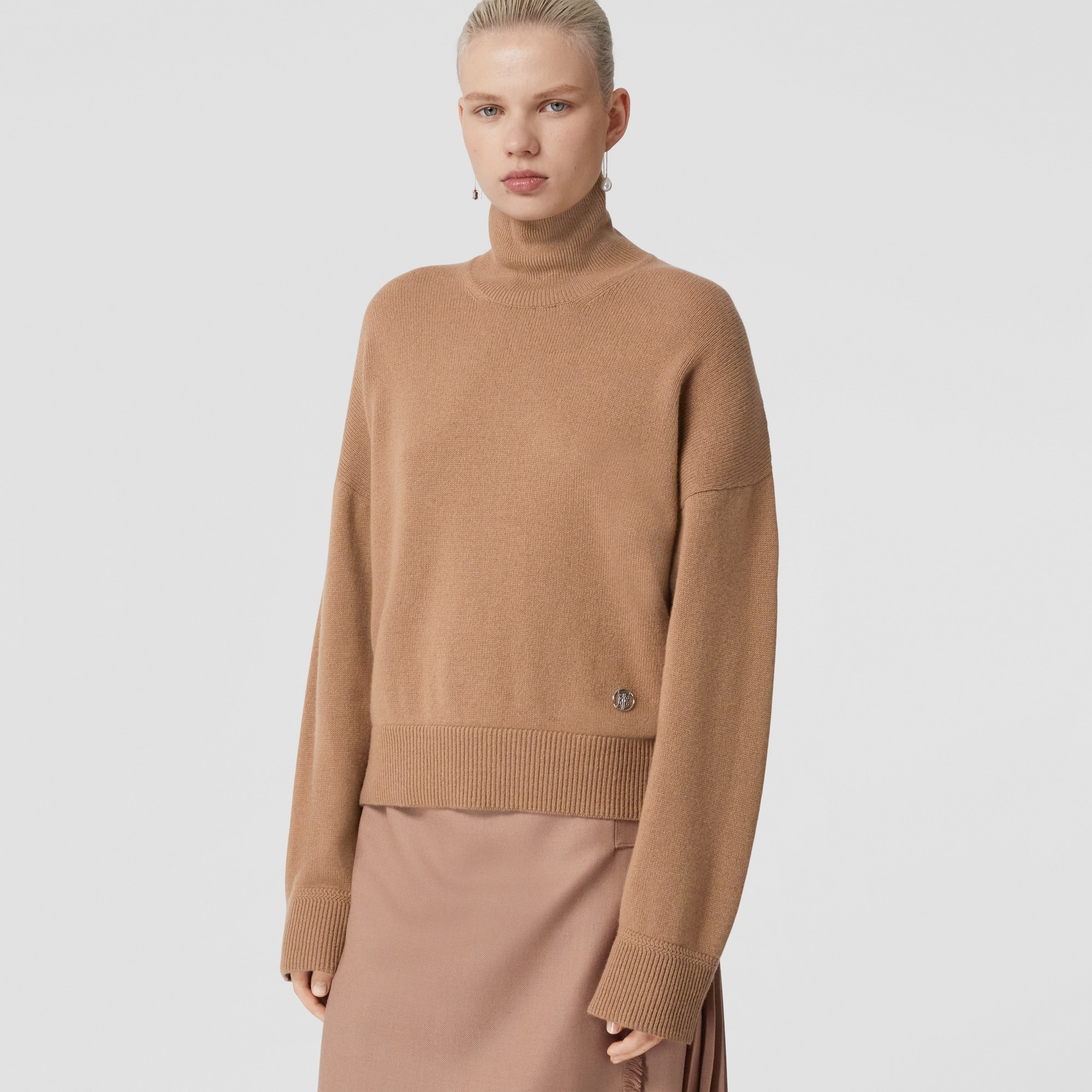 Monogram Motif Cashmere Funnel Neck Sweater - 2