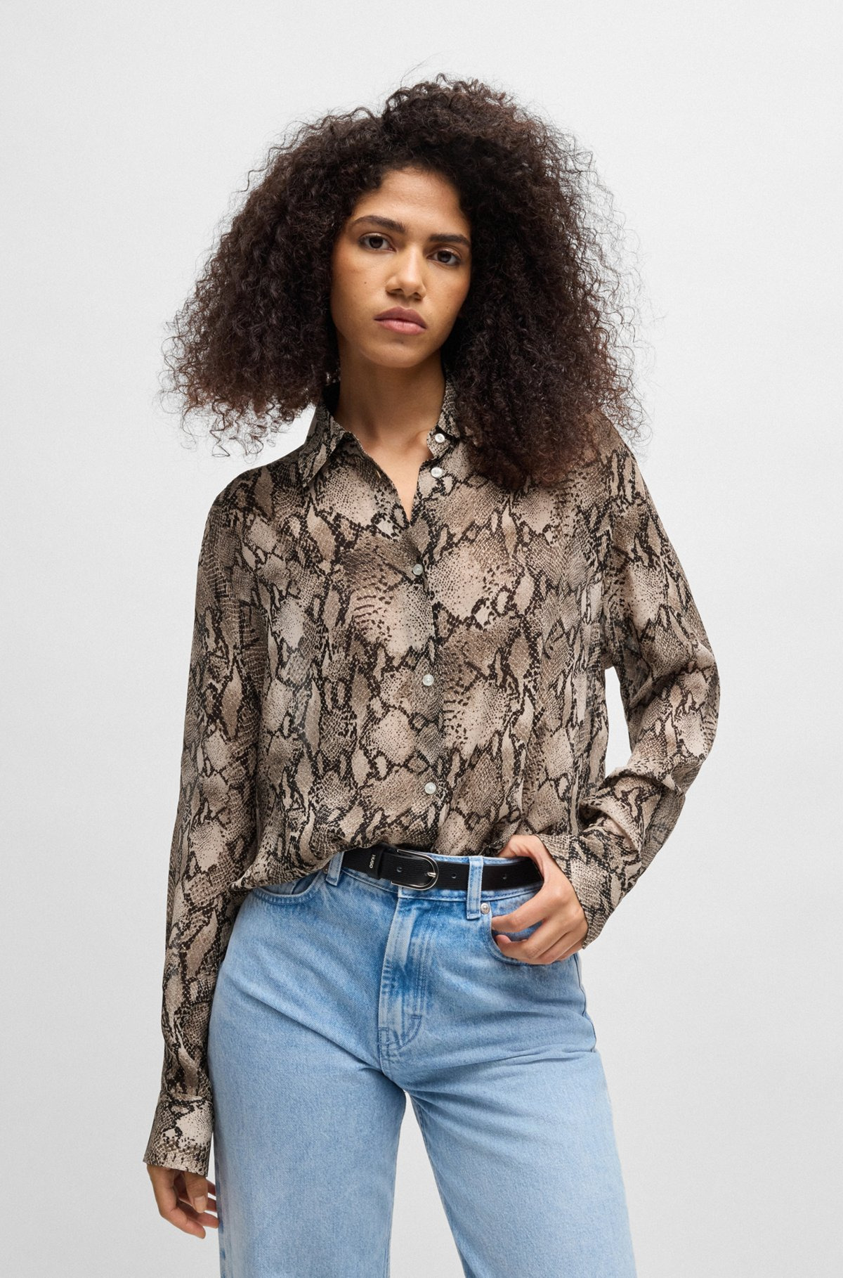 OVERSIZE-FIT BLOUSE IN PYTHON-PRINT CREPE DE CHINE - 2
