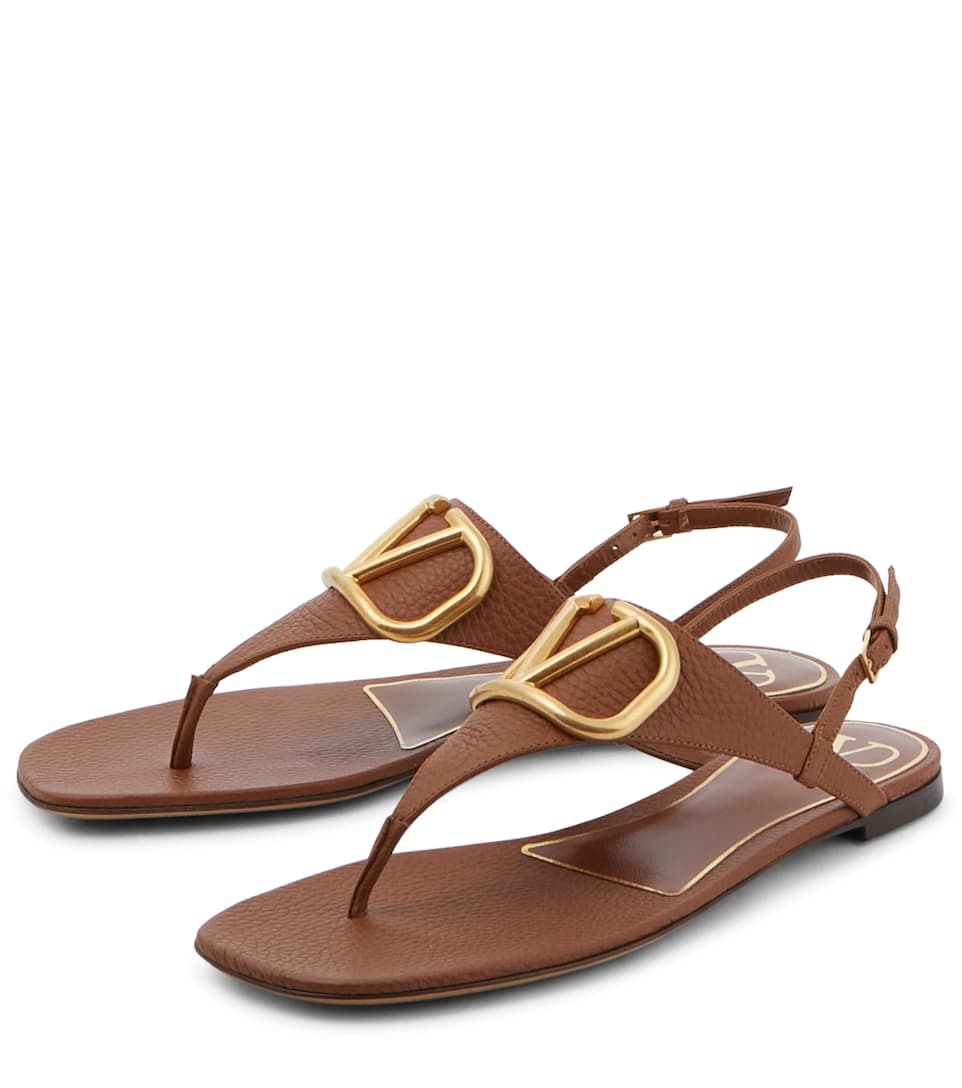 VLogo leather thong sandals - 5