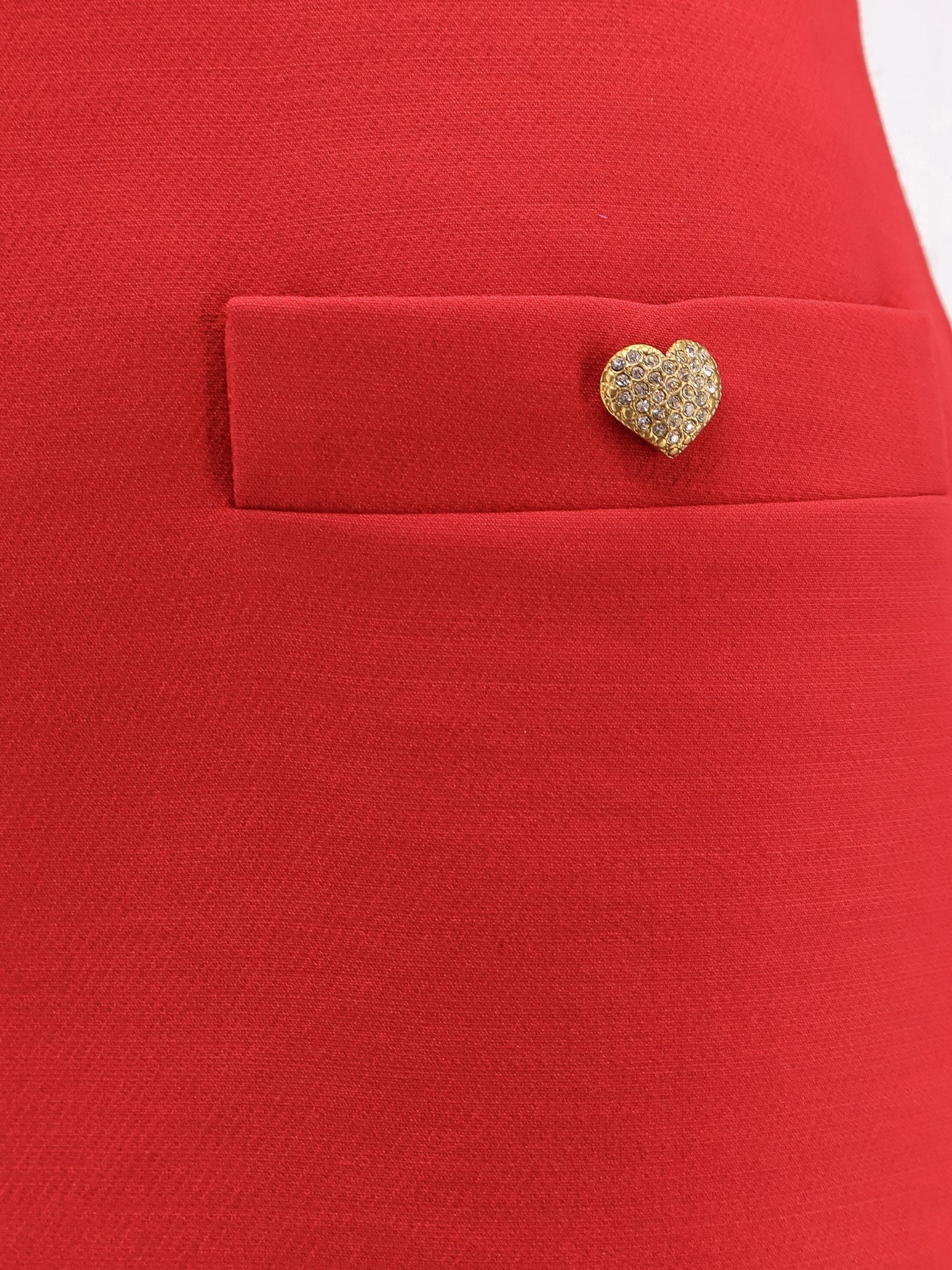 Valentino Crepe Couture Skirt With Heart Jewel Buttons - 3