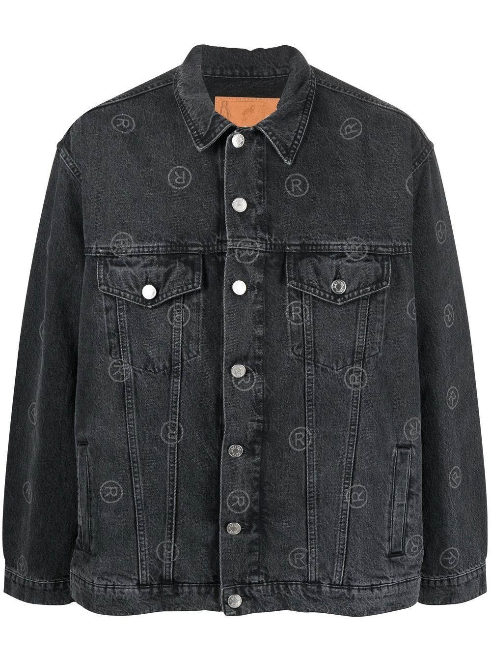 motif-print denim jacket - 1