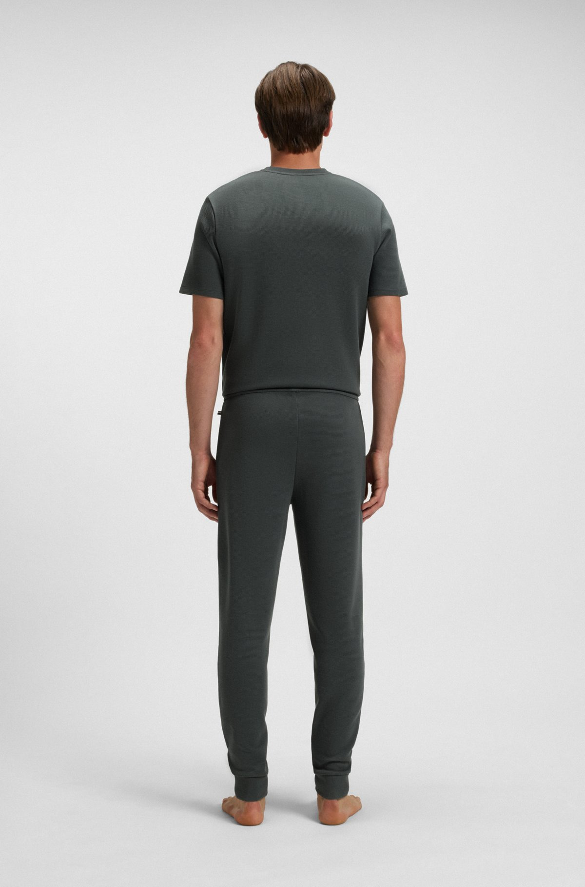 WAFFLE-STRUCTURE PYJAMA BOTTOMS IN A COTTON BLEND - 4