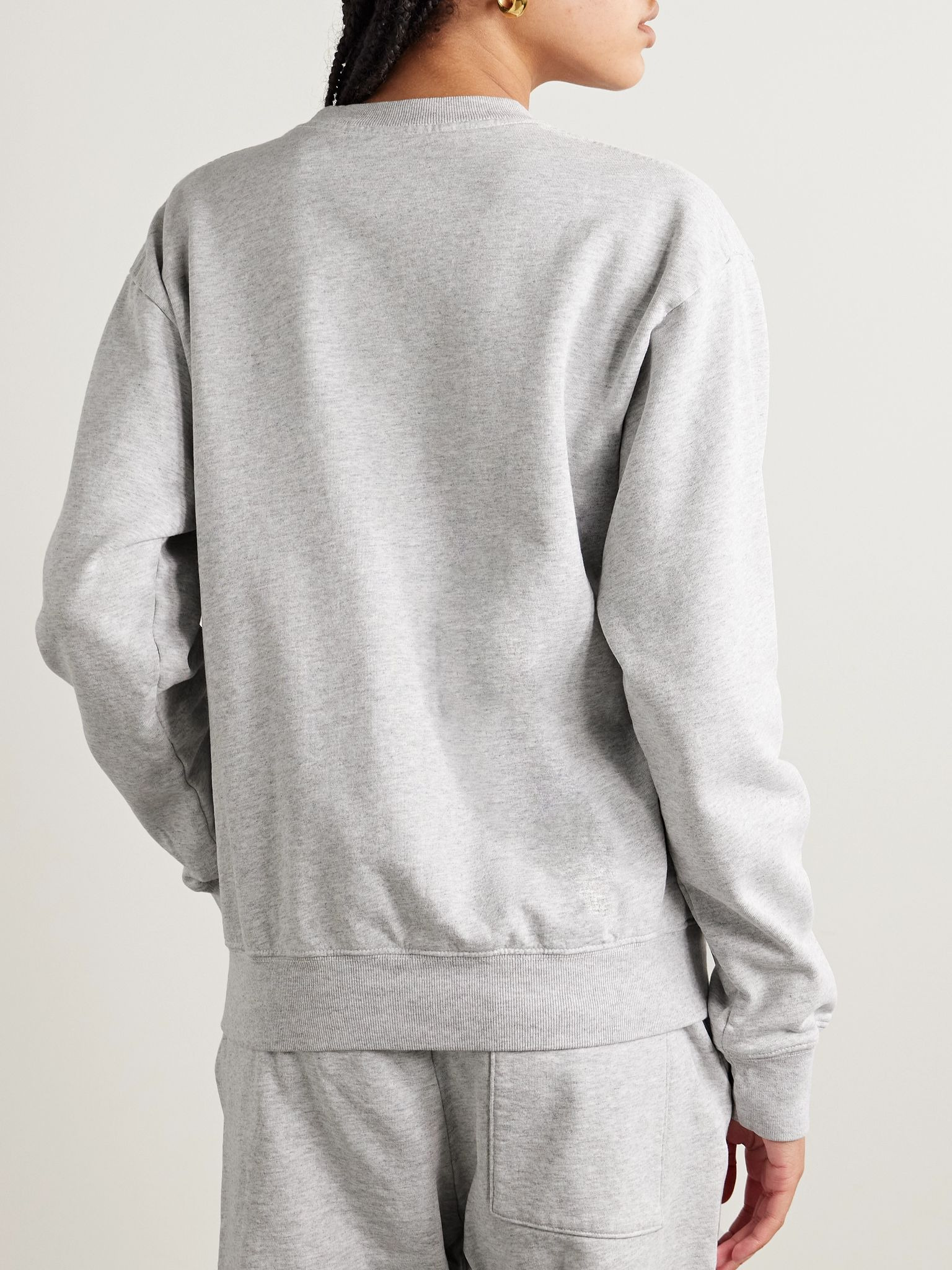 Printed cotton-blend jersey sweatshirt Light gray - 4