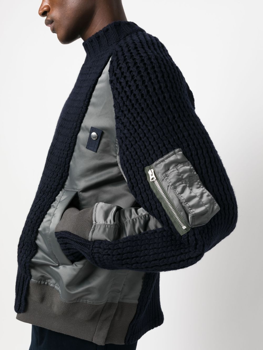 panelled knitted bomber jacket - 5
