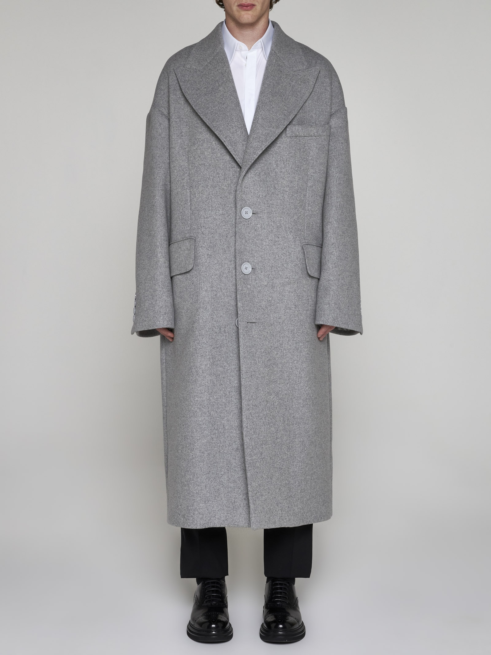Oversize single-breasted wool-blend coat - 2