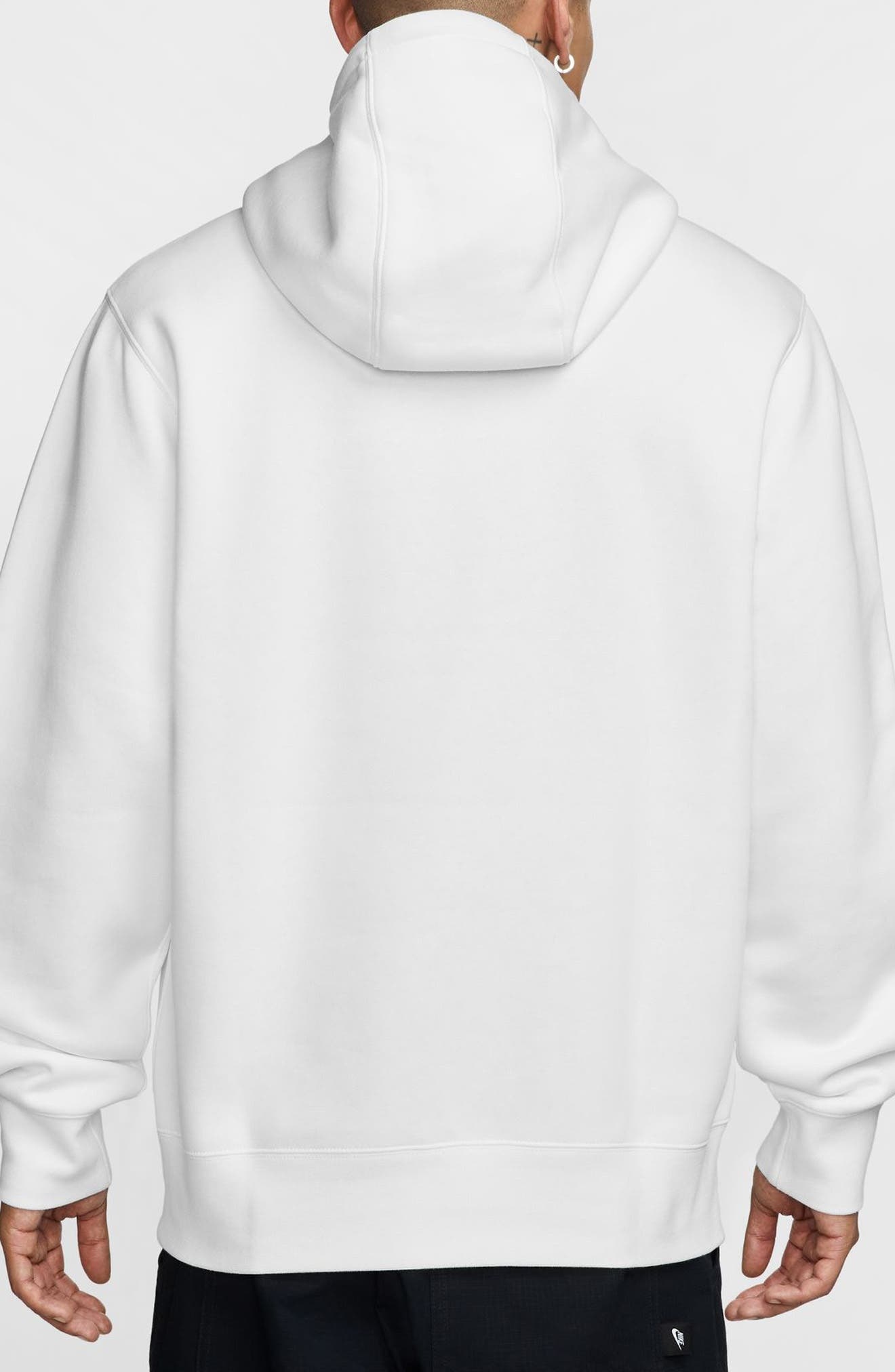 Nike Club Fleece Pullover Hoodie in White/Black at Nordstrom - 2