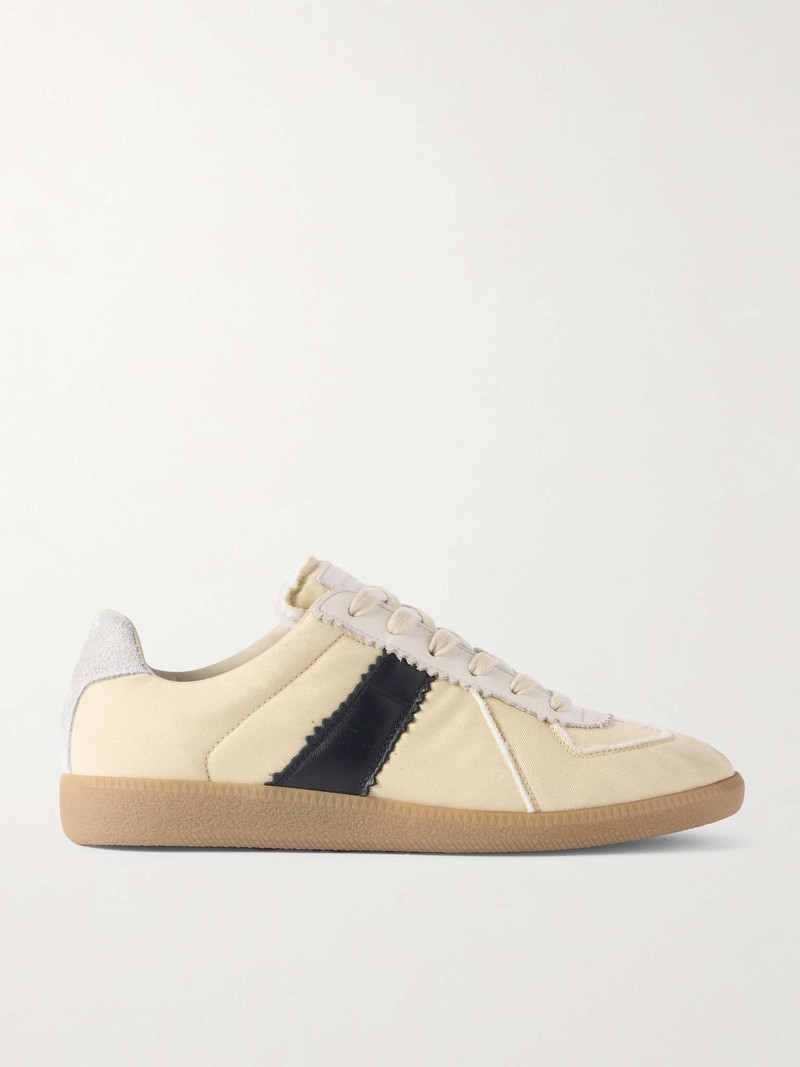 Replica Leather and Suede-Trimmed Twill Sneakers - 1