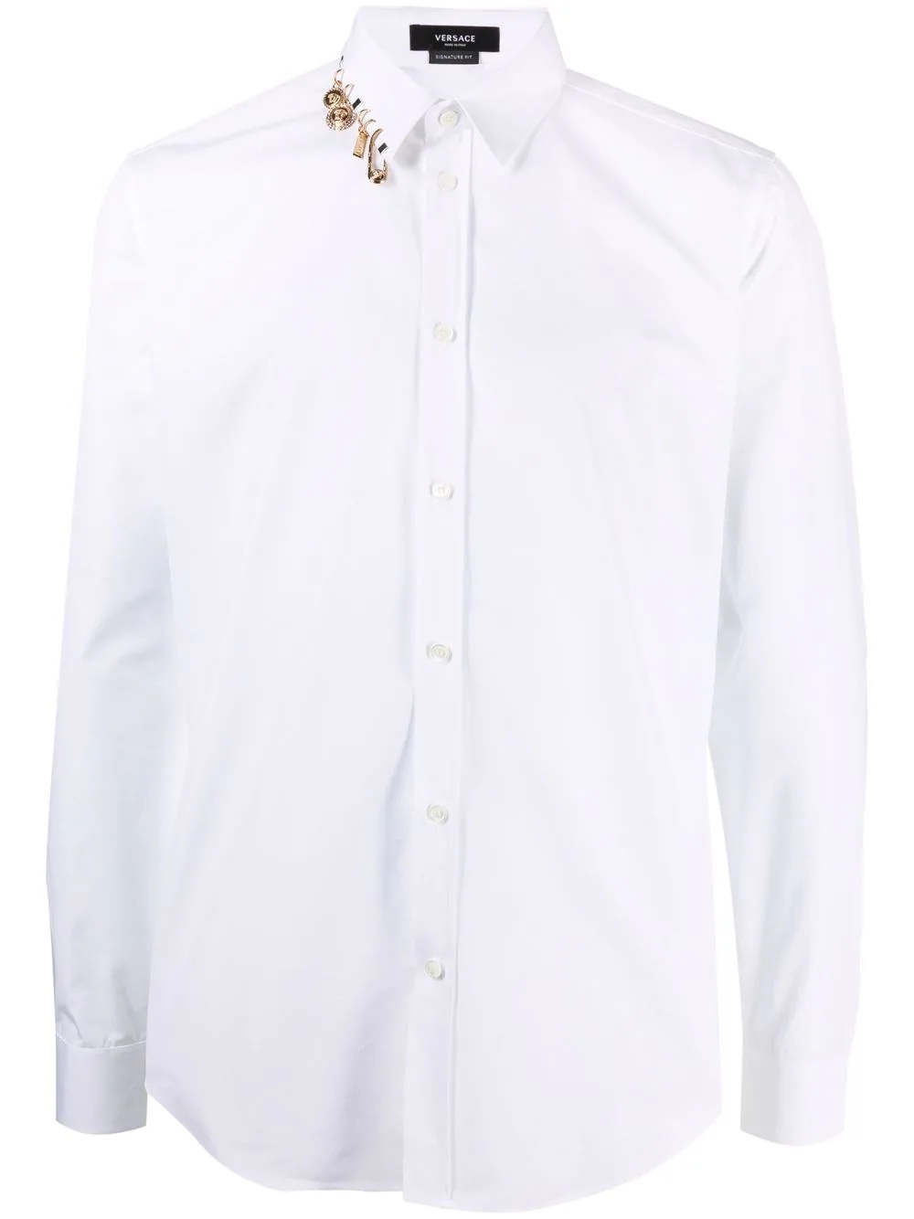 charm-embellished long-sleeve shirt - 1