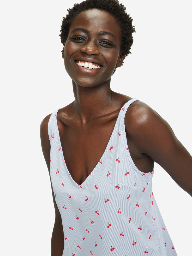 Derek Rose Women's Short Cami Pyjamas Nelson 84 Cotton Batiste Blue outlook