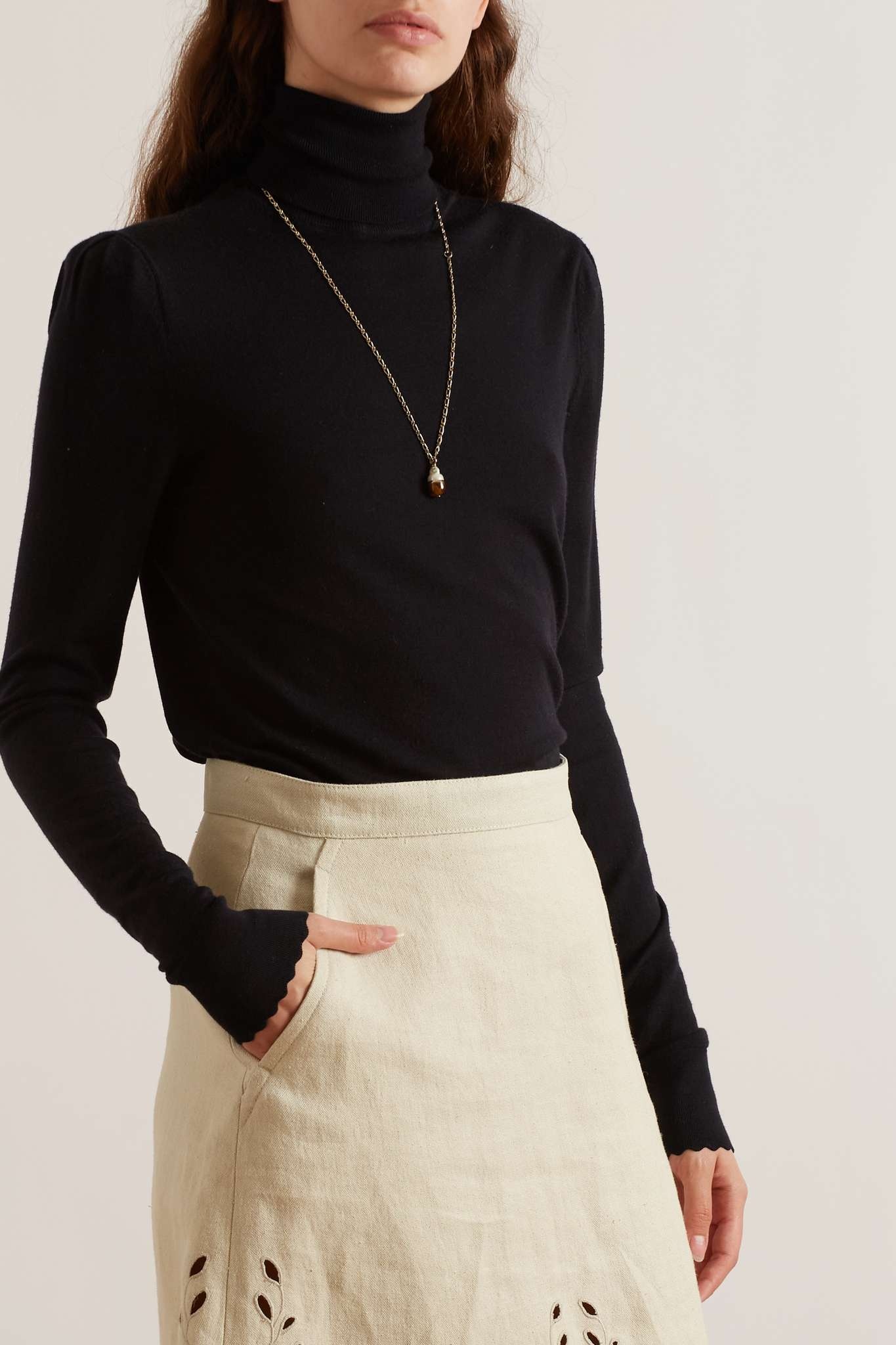 Scalloped wool turtleneck sweater - 3