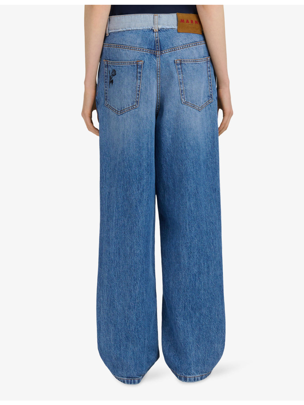 Floral-Embroidered Straight-Leg Denim Jeans - 4