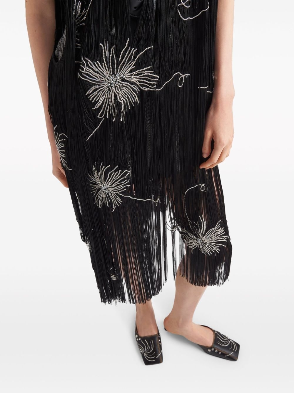 fringed embroidered dress - 4