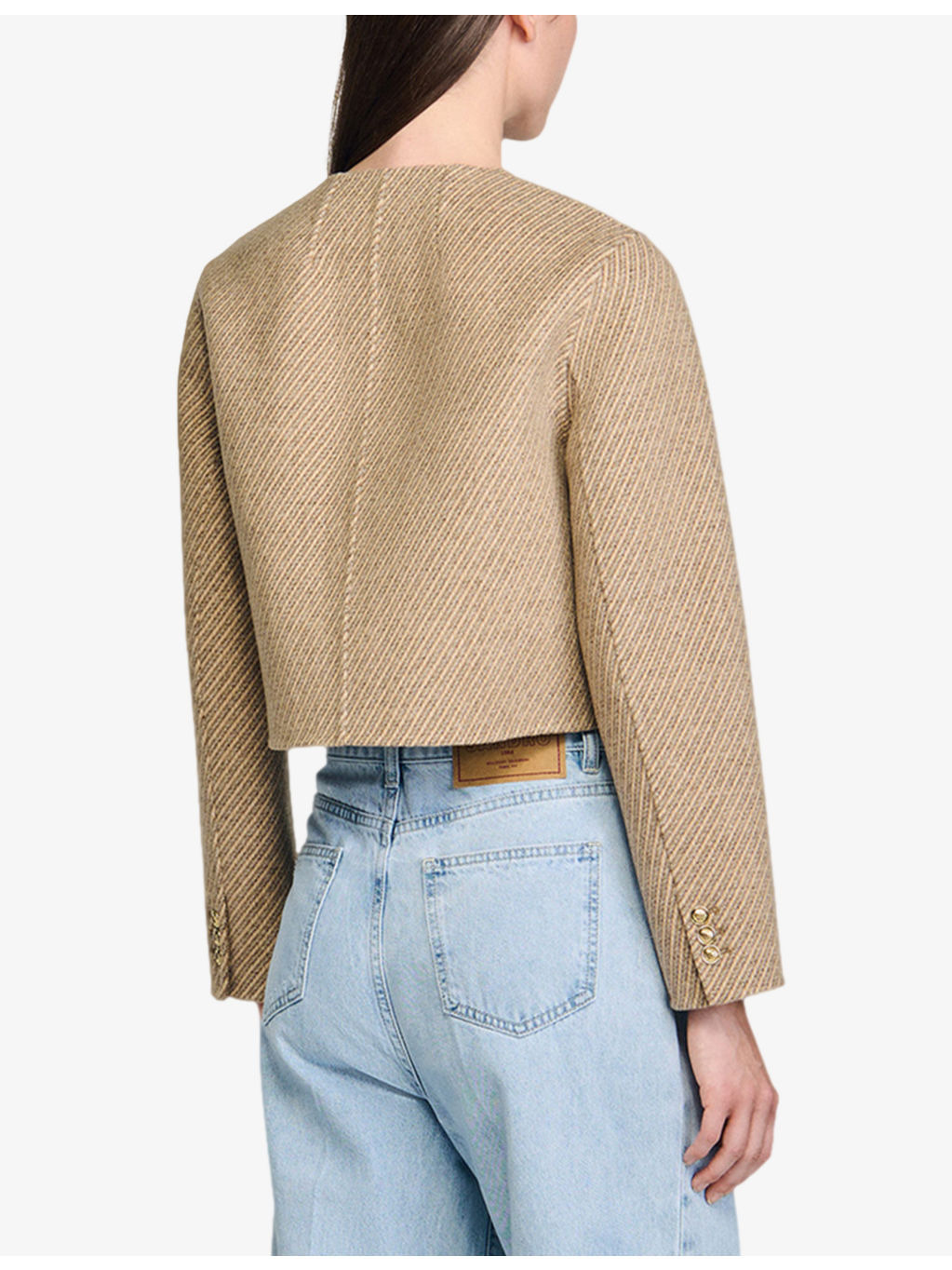 Patch-pocket button-down cropped wool-blend jacket - 4