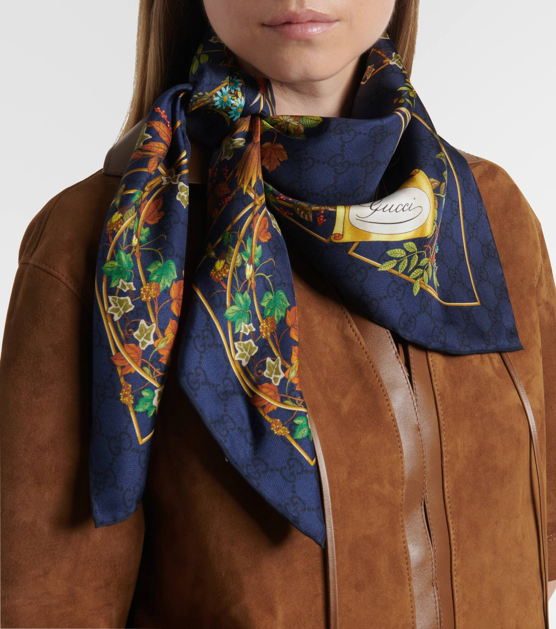 Floral silk twill scarf - 2