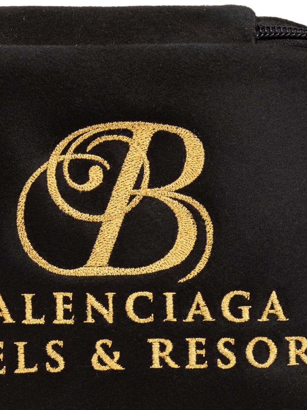 logo-embroidered velvet clutch bag - 4