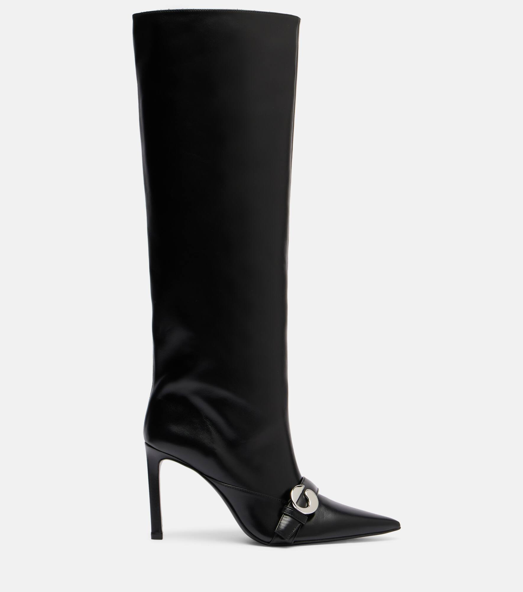 Logo leather knee-high boots - 4