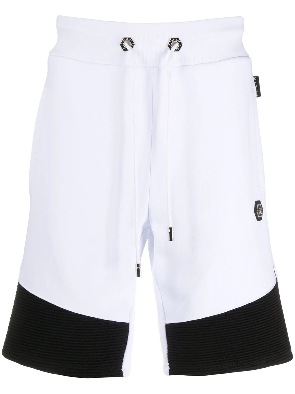 ribbed hem cotton track shorts - 1