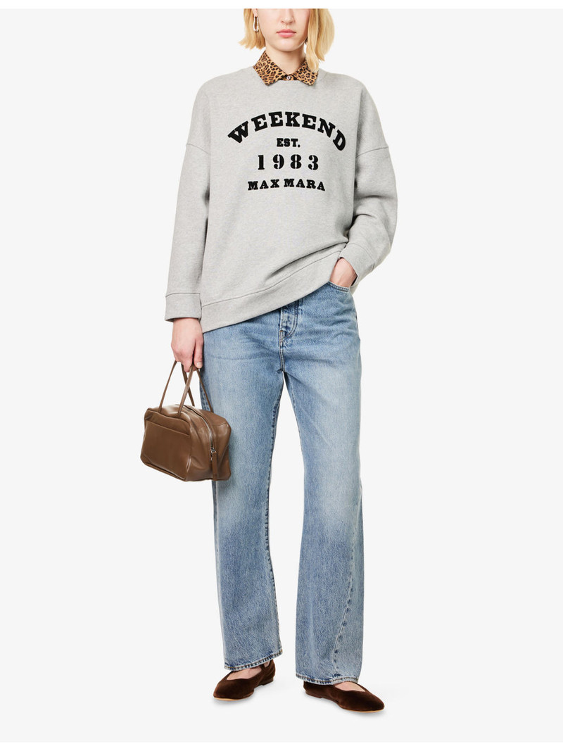 WEEKEND Max Mara Oversized Flocked-Logo Cotton-Jersey Sweatshirt outlook