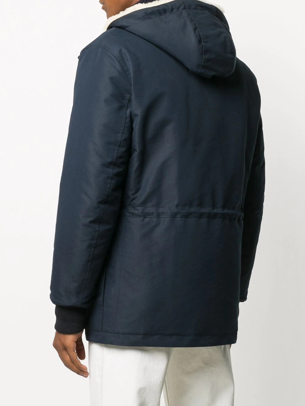 sheepskin hood mid-length parka - 4