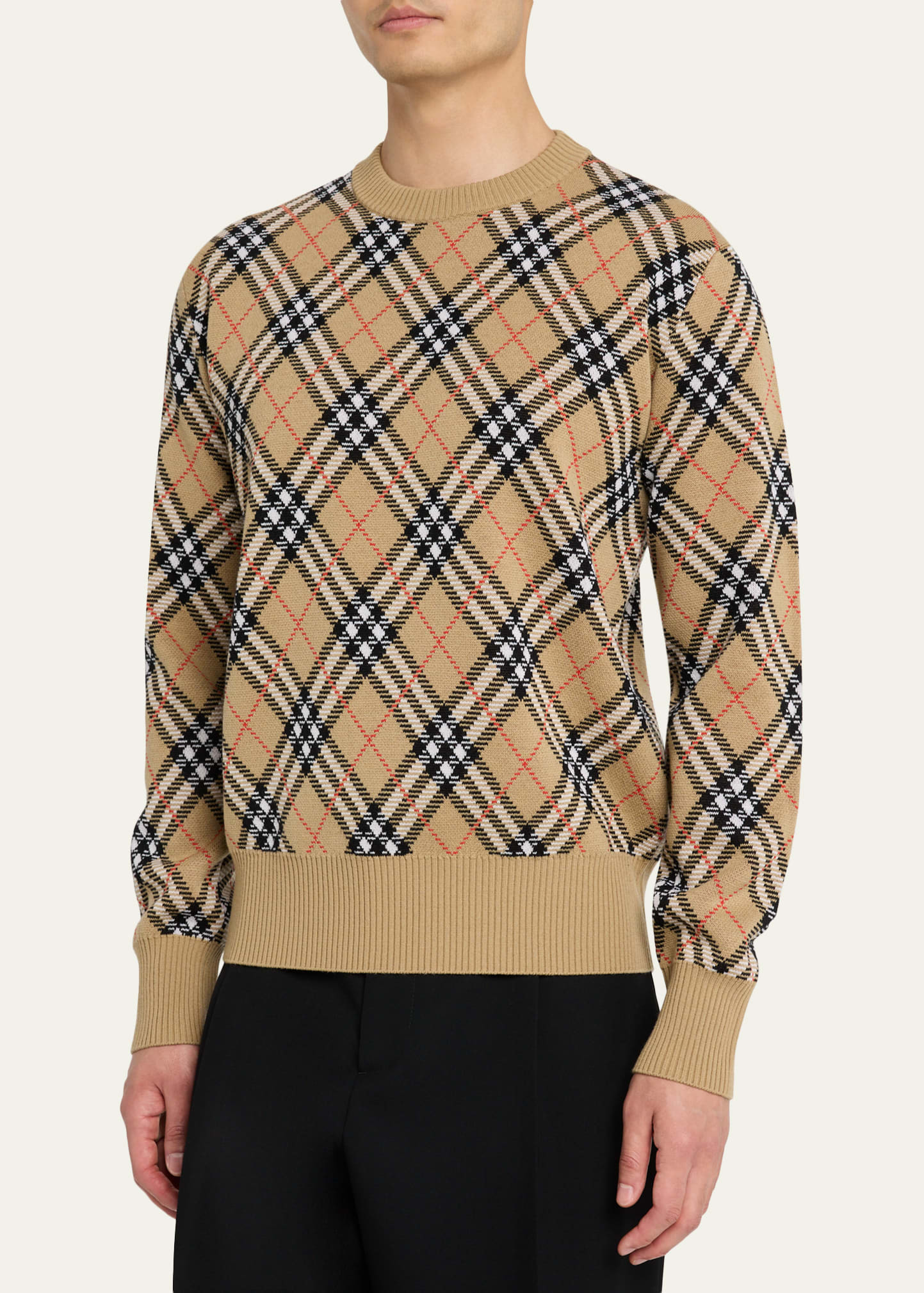 Men's Vintage Check Knit Crewneck Sweater - 4