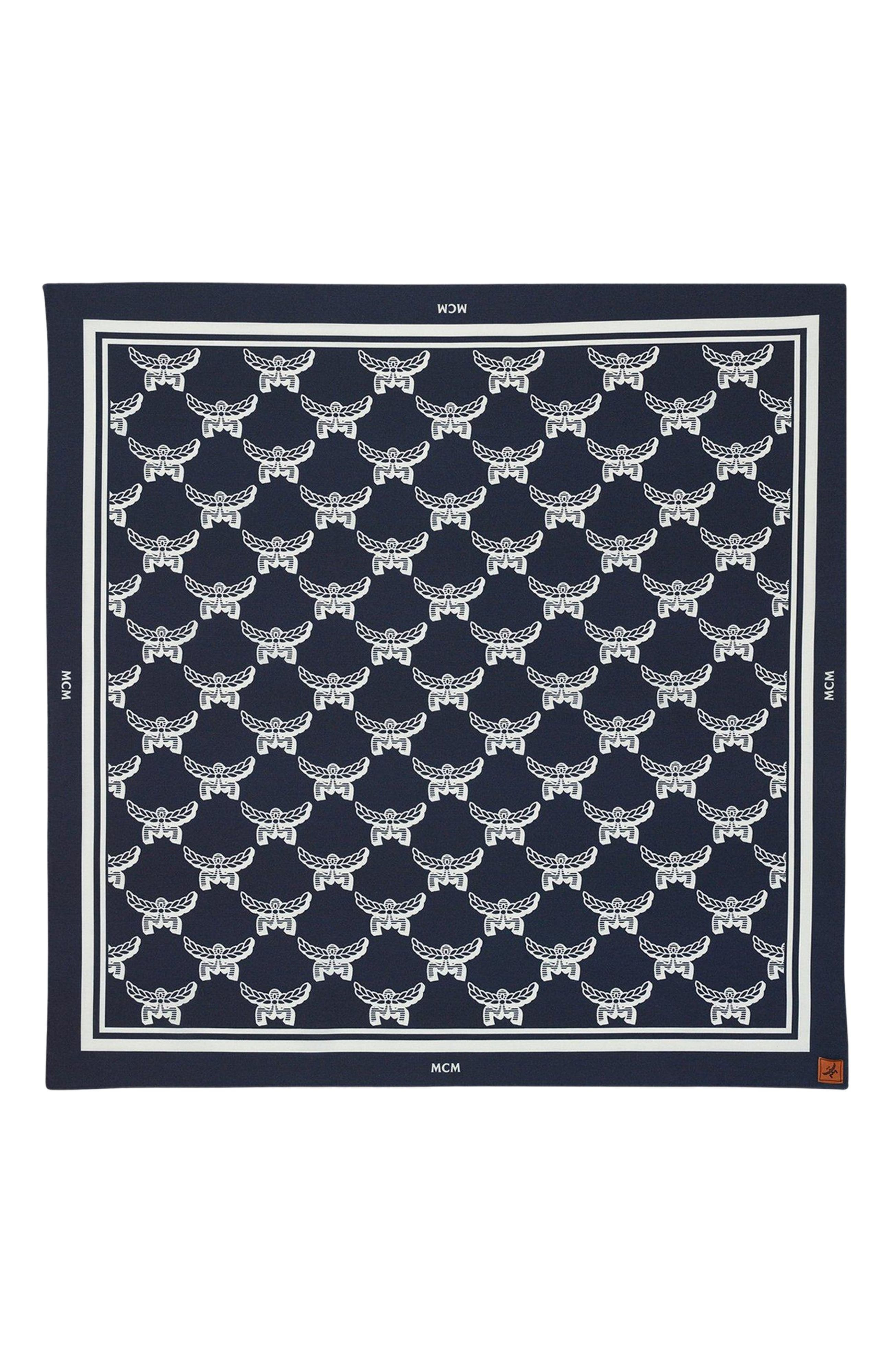 MCM Lauretos Monogram Bandana Scarf in Navy at Nordstrom - 1