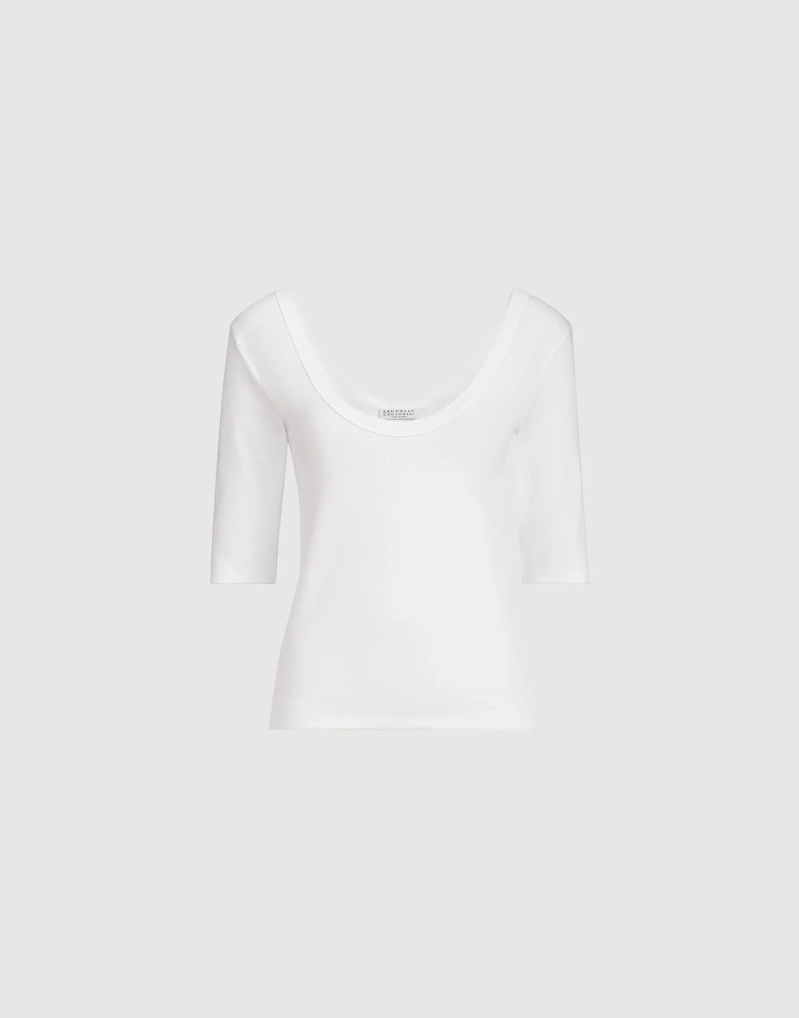 Stretch cotton ribbed jersey T-shirt with monili - 1