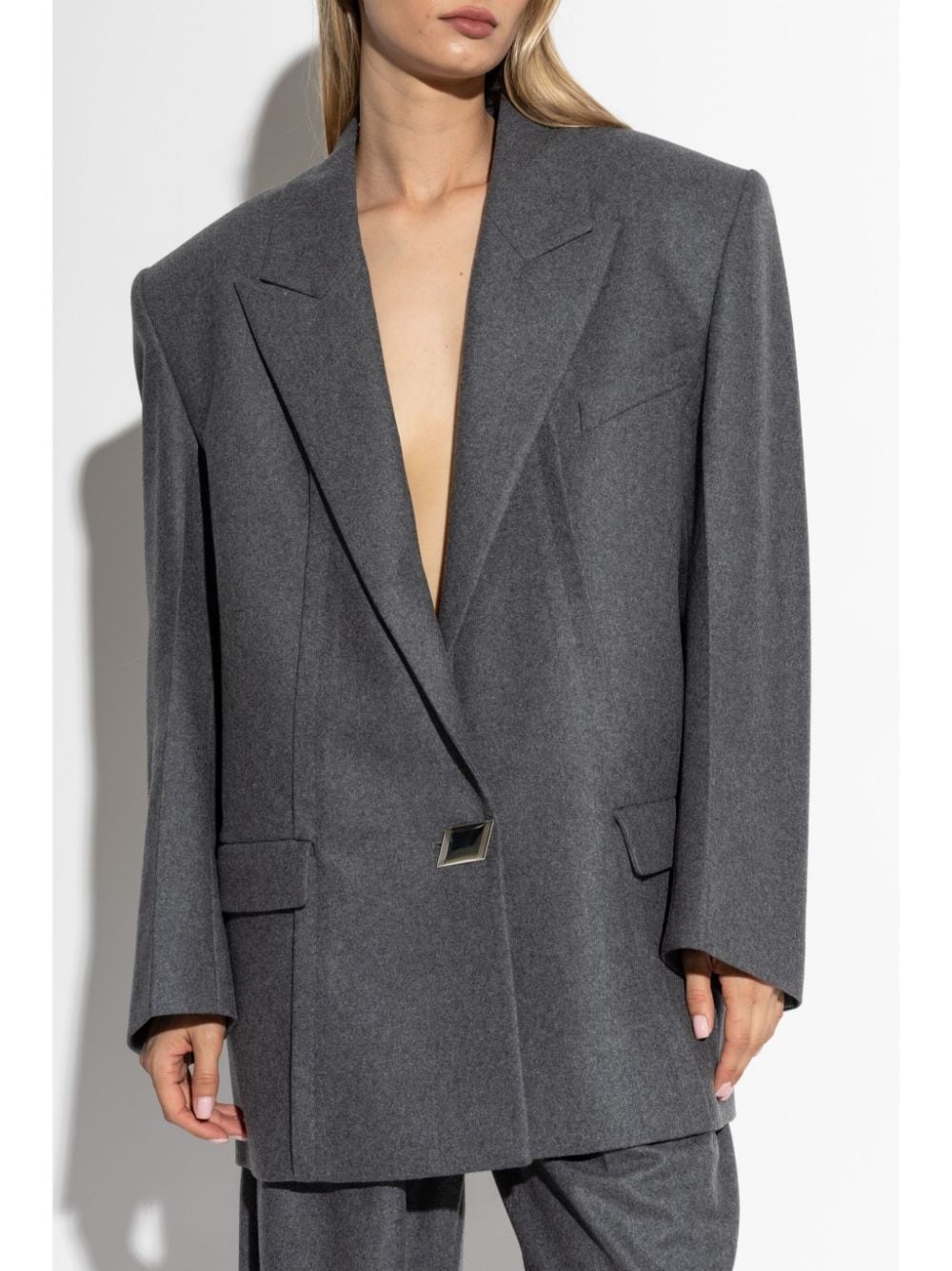 single-button wool-blend blazer - 3