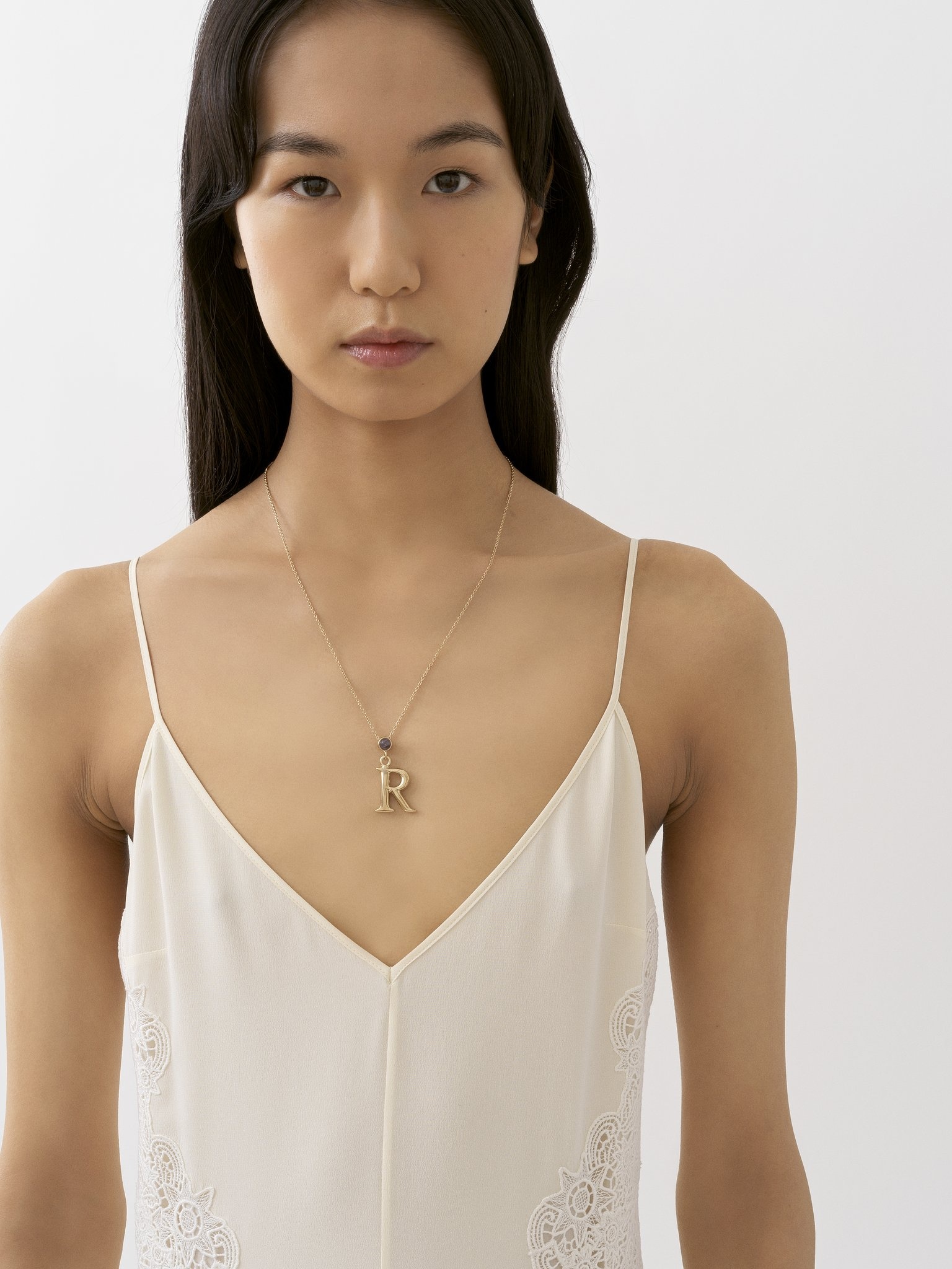 ALPHABET NECKLACE WITH PENDANT R - 3