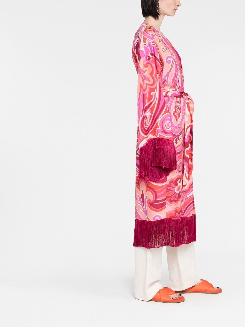 paisley-print fringed jacket - 6
