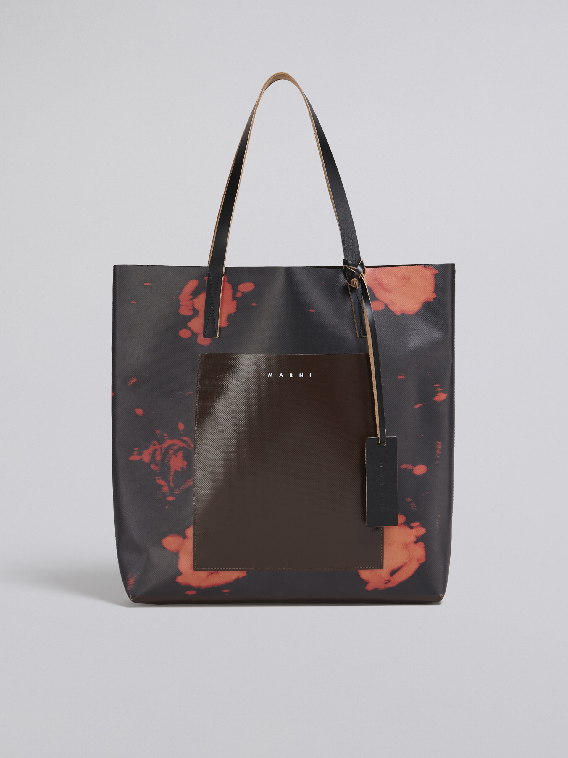 BLACK FADED ROSES PRINT PVC BAG - 1