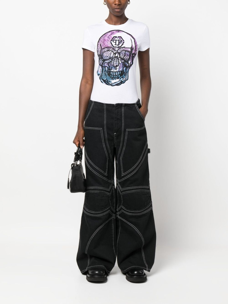 PHILIPP PLEIN crystal-embellished skull-print T-shirt outlook