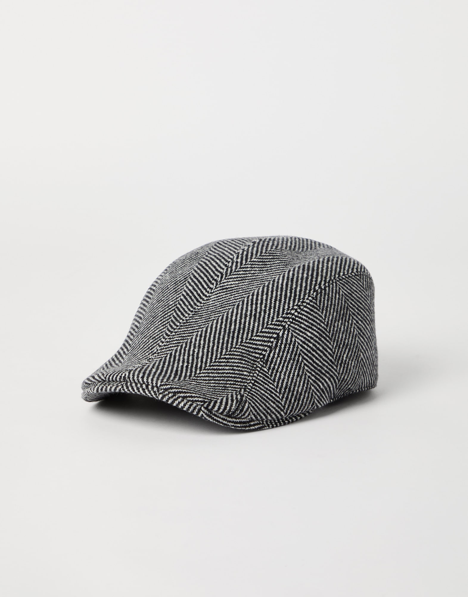 Brushed wool and cashmere chevron flat cap - 1