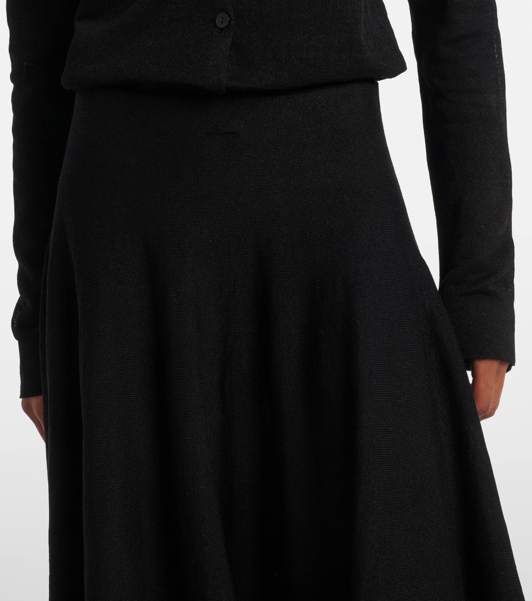 Jaliah linen and cotton-blend midi skirt - 4