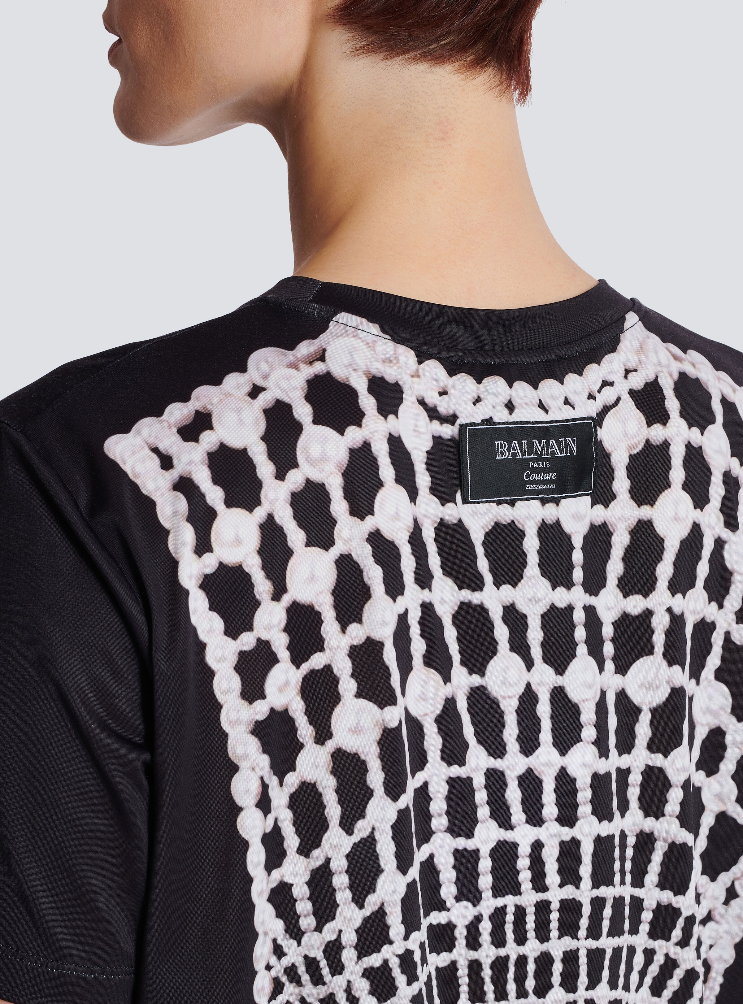 Loose T-shirt with faux embroidery print - 8