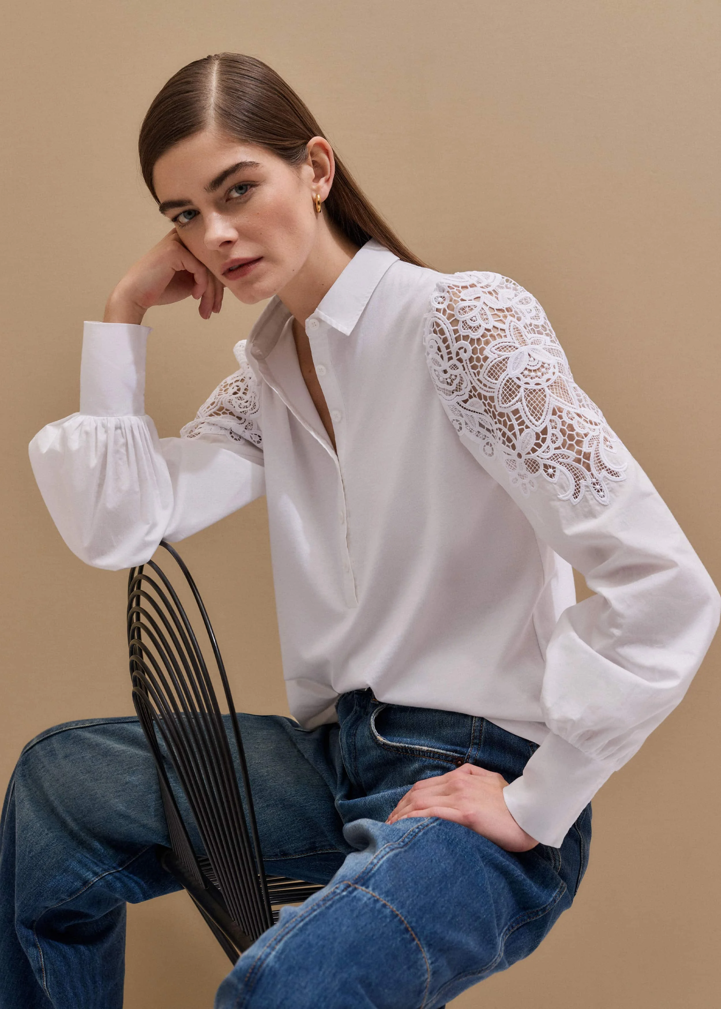 Lace Sleeve Swing Top - 1