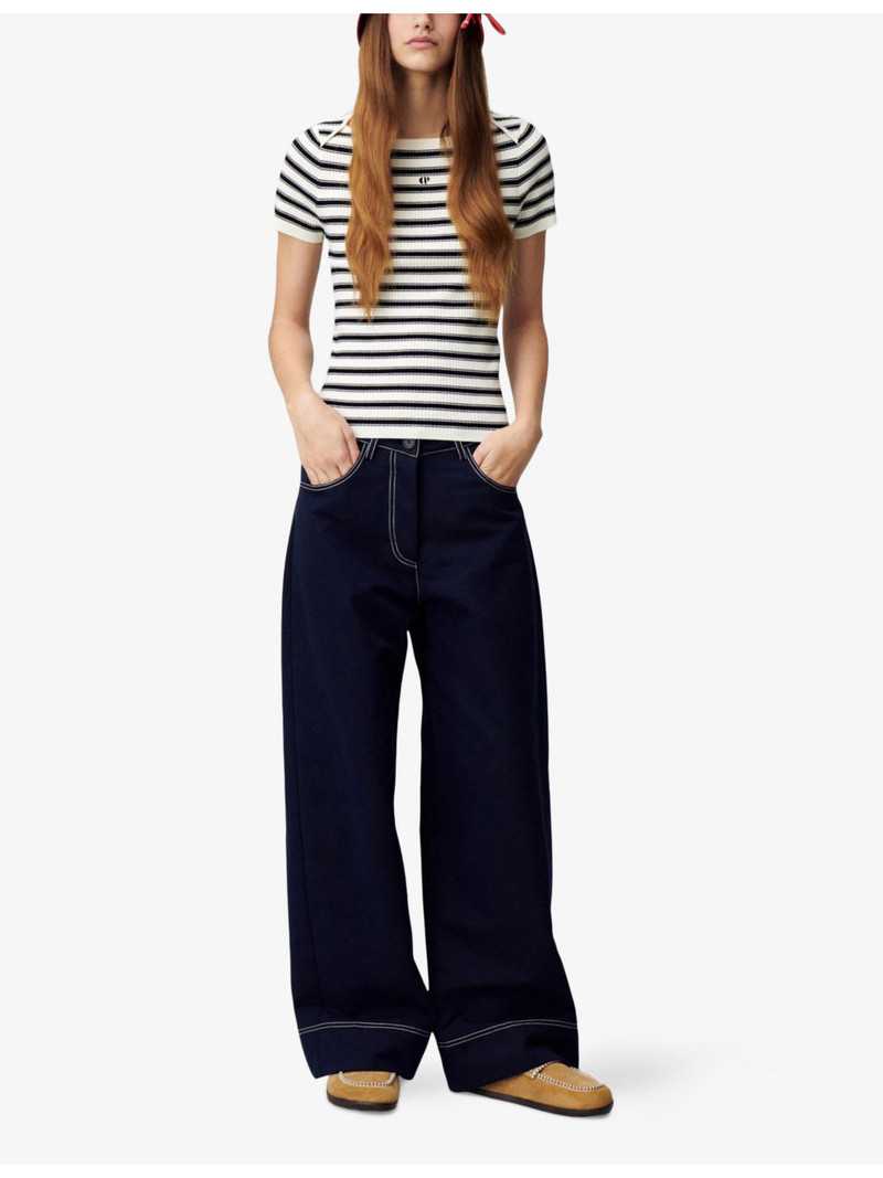 Claudie Pierlot Logo-Embroidered Short-Sleeve Knitted T-Shirt outlook