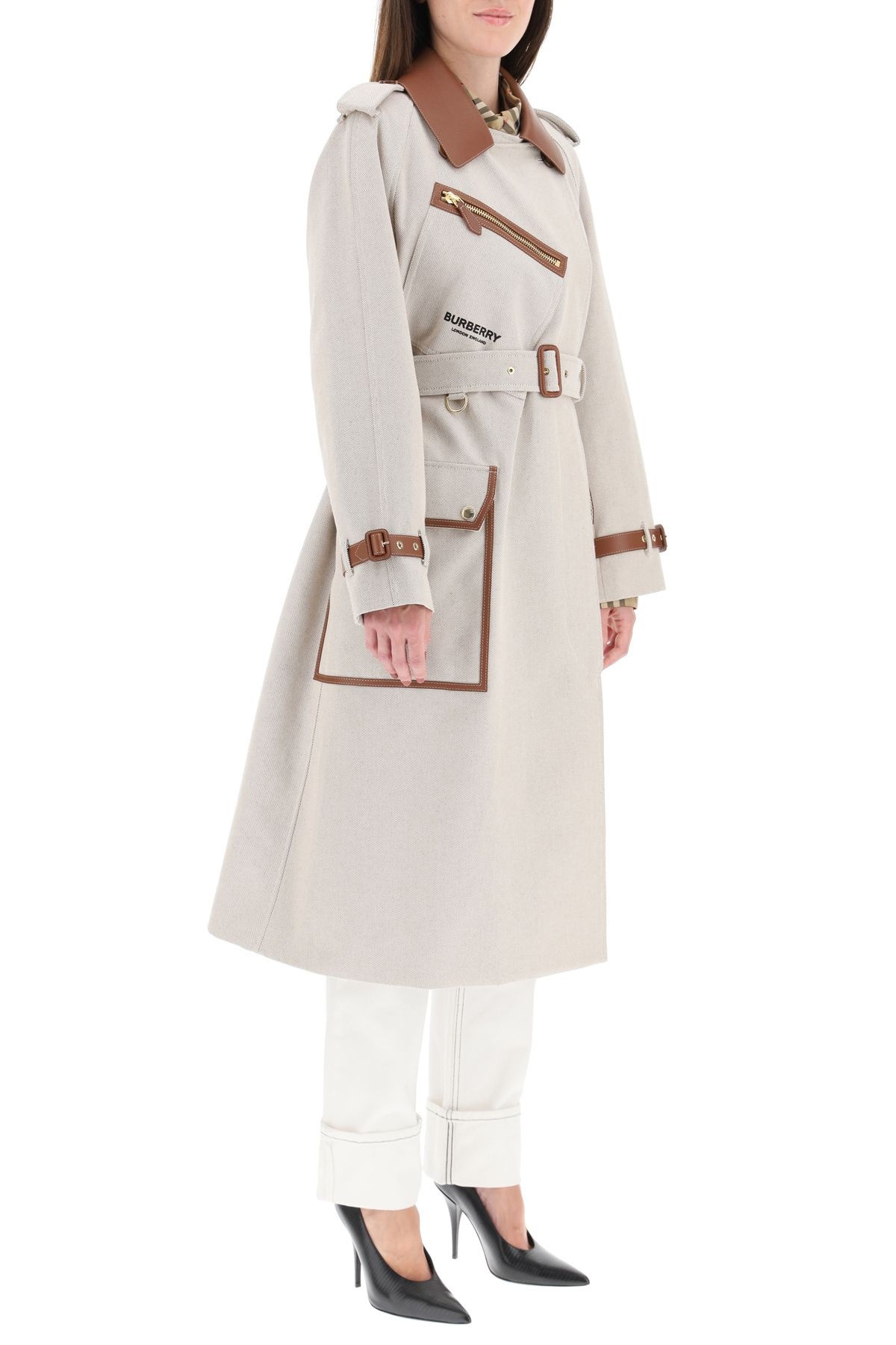 DOCKRAY TRENCH COAT WITH LEATHER FINISHES - 3