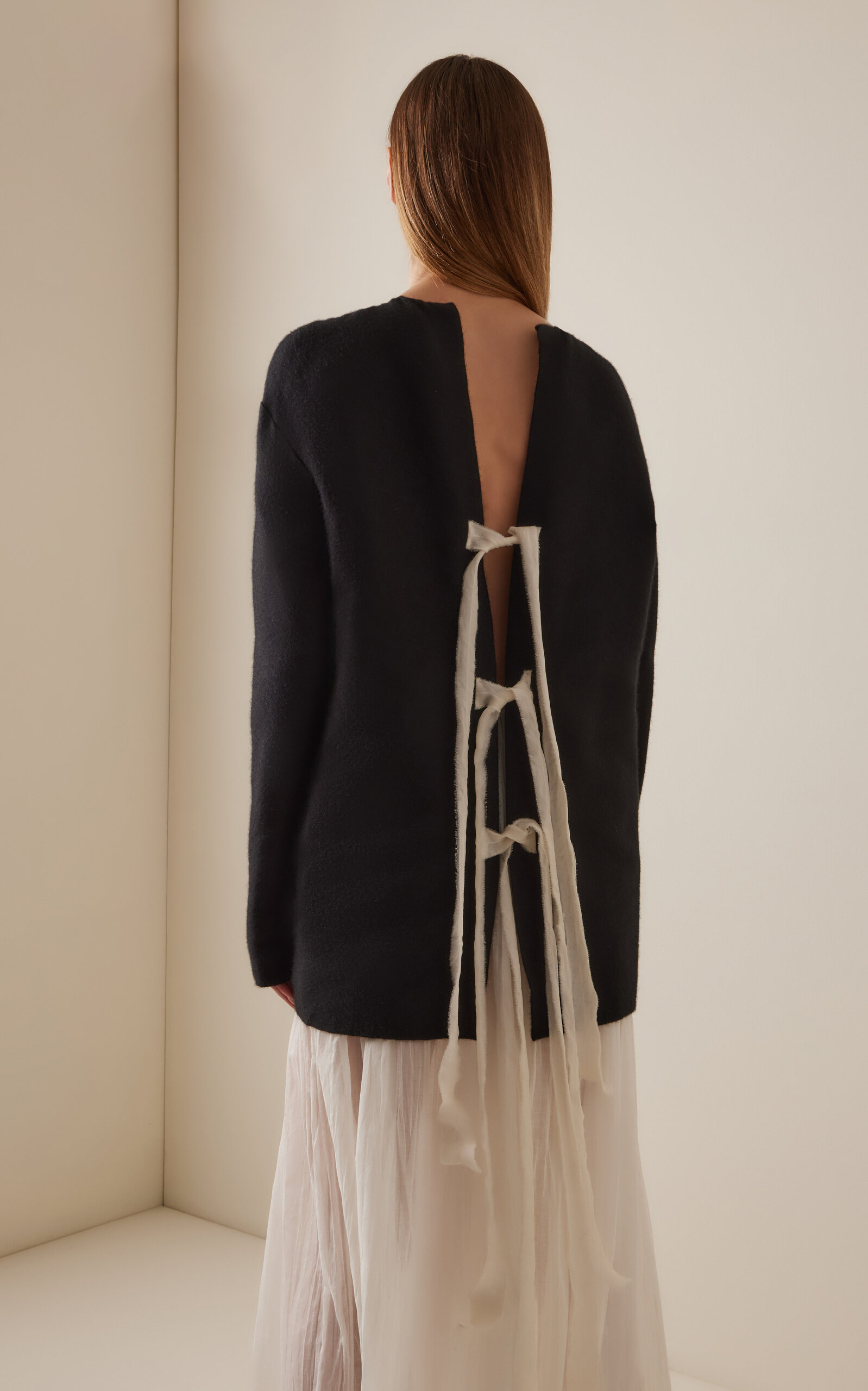 Guri Tie-Detailed Cashmere-Silk Sweater black - 4