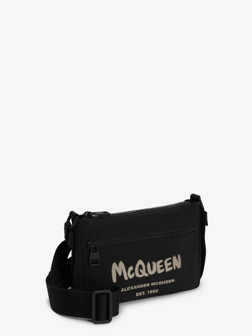 Mcqueen Graffiti Phone Bag in Black/off White - 2