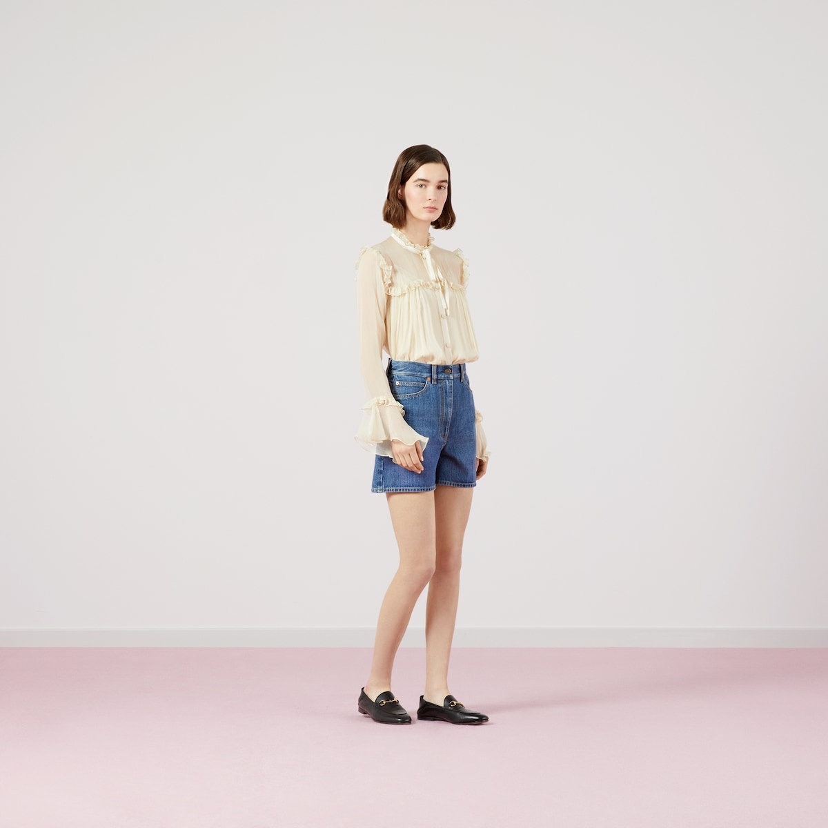 Denim shorts with Horsebit details - 2