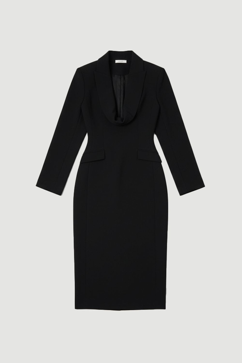 Petite Polished Tailored Cowl Neck Sleeveless Midi Dress 4