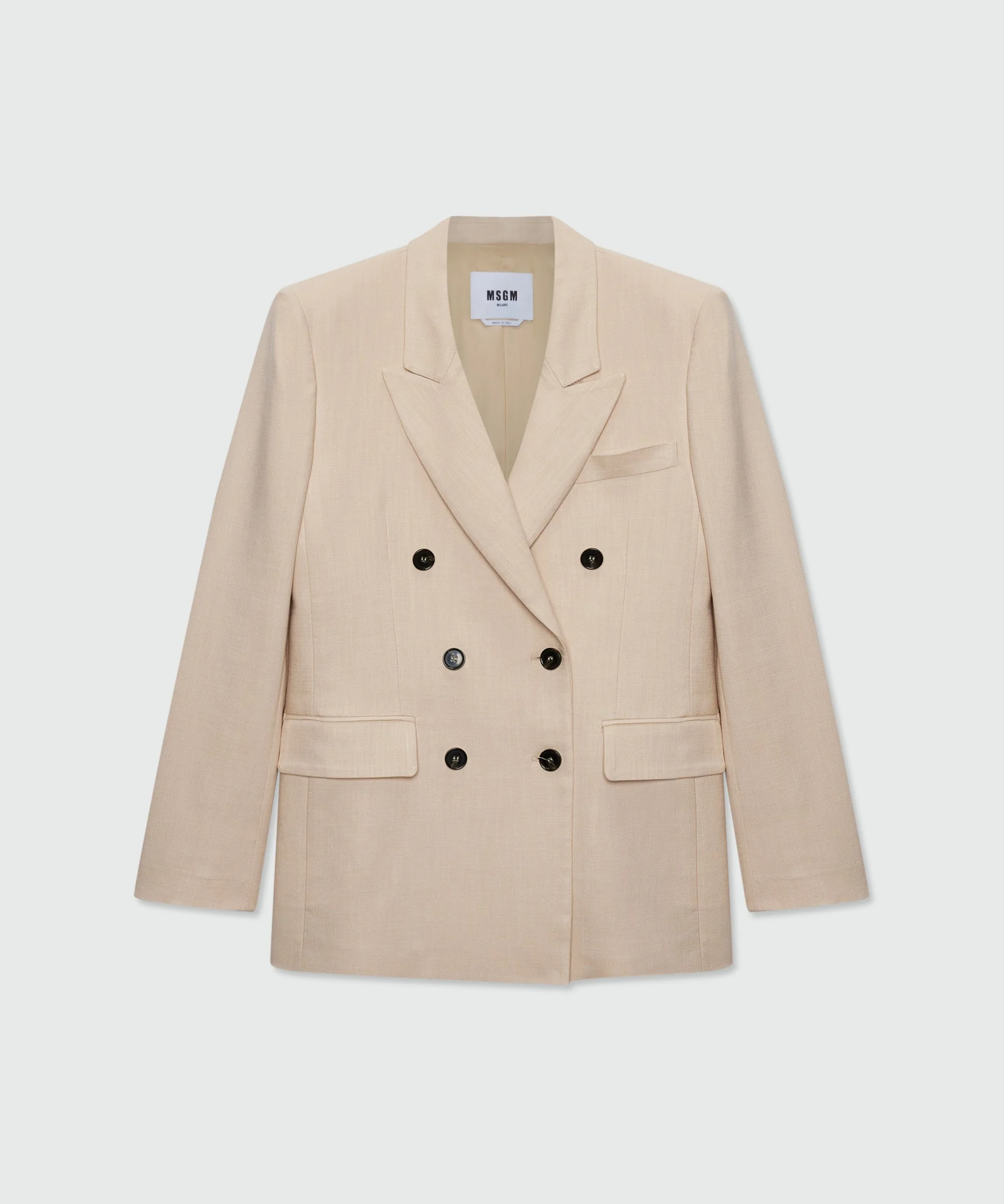 Beige double-breasted viscose-blend canvas jacket - 1