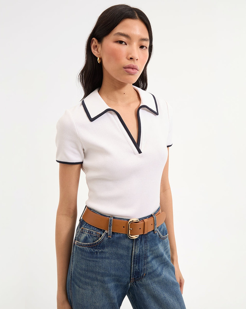 VERONICA BEARD KEARNEY TEE WITH CONTRAST PIPING outlook