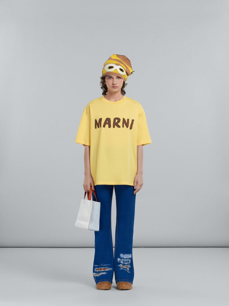 Marni MUSEO SOFT MINI BAG IN WHITE LIGHT BLUE AND ORANGE LEATHER outlook