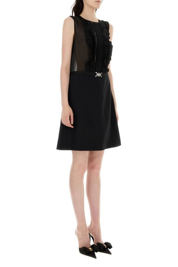 ワンピース VERSACE BLACK GEORGETTE MINI DRESS VERSACE Black georgette mini dress | gebnegozionline