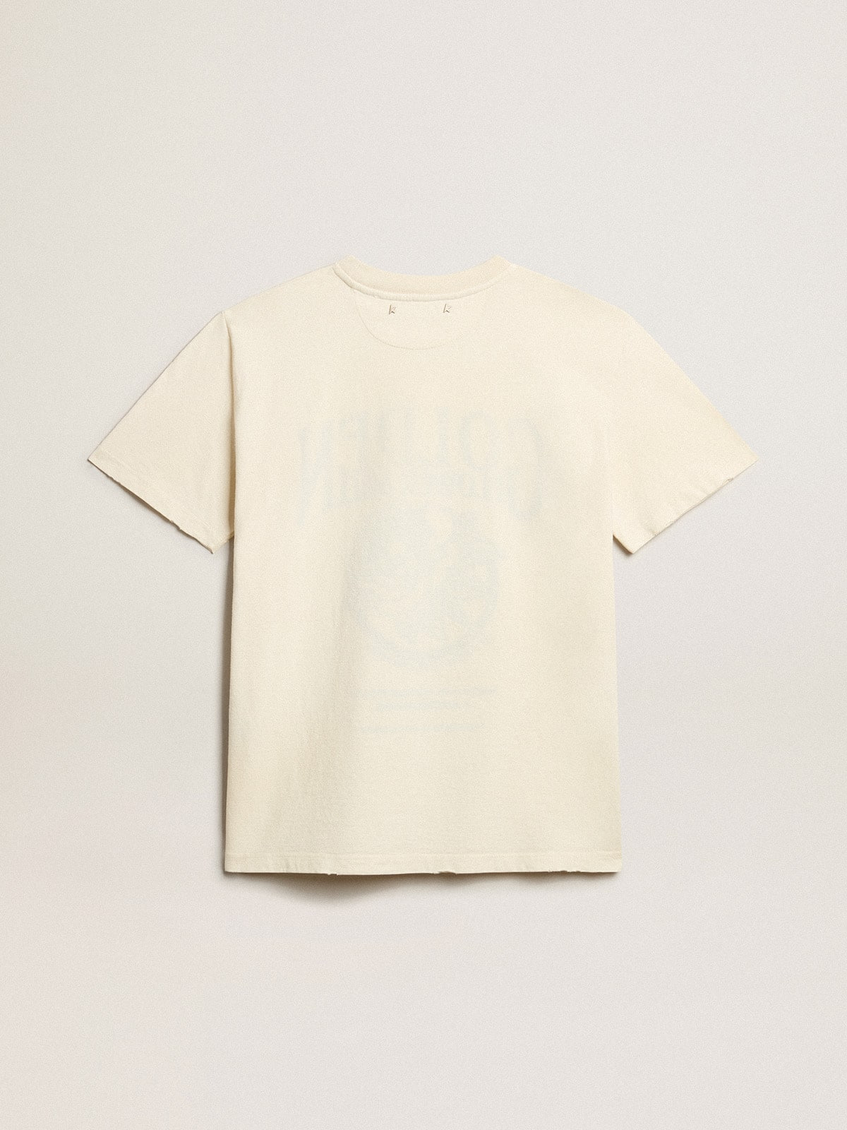 Women’s T-shirt in aged white cotton with seasonal print - 5